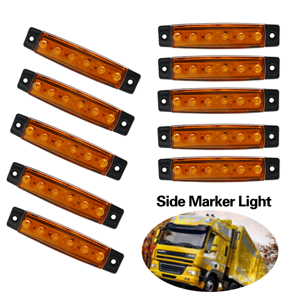 10Pcs 12V 6Led Amber Side Marker Light Trailer Marker Light Truck Rear Side Marker Lamp Amber Led Marker Light For Truck caravan