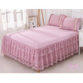 Beige/Pink/Purple Lace Bed Skirt 3pcs Solid Color bedding Bed sheet Princess Bedspread Mattress Bed cover Full Queen King Size