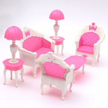 Miniatura Pink Dollhouse Furniture Living Room Parlour Sofa Set For Doll Dollhouse Accessories Toys For Children