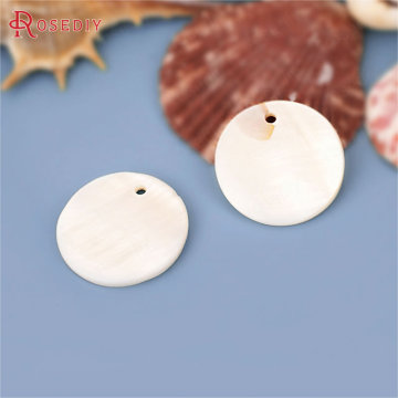 (8643)20PCS 20MM 25MM Natural Freshwater Shell Round Disc Charms Handmade Jewelry Findings Accessories Wholesale