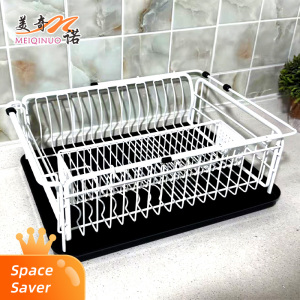 White kitchen dish storage rack