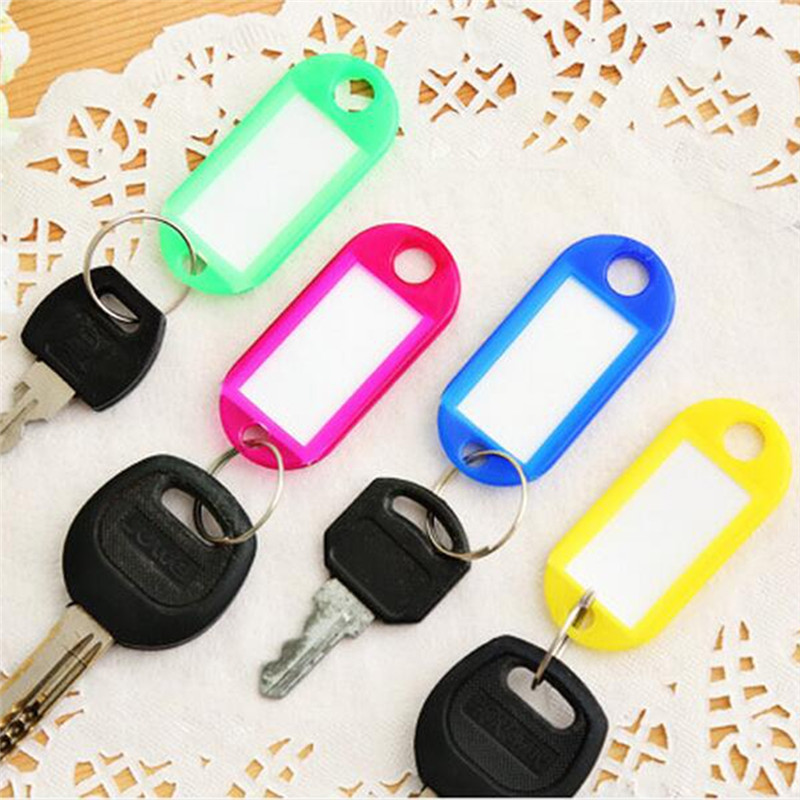 Wholsale 10/30/50pcs Plastic Key Ring for Travel Name Adress Tag Keyring Luggage Label ID Card Mix Color Key Chain