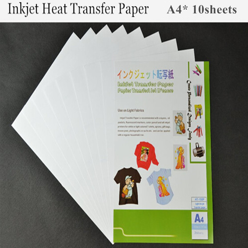 (A4*10pcs) Inkjet Heat Transfer Printing Paper Light Color Fabric Transfer Paper for Cotton Garment Thermal Transfer Paper Papel