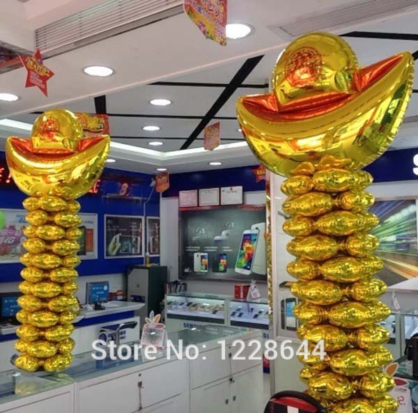 New year Start business Event party supplies Store decoration Gold ingot Aluminum foil balloons Giant size 94*90cm wholesale