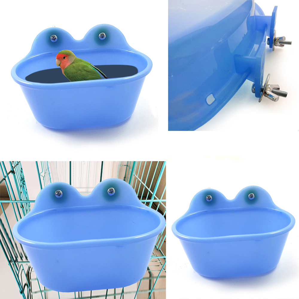 1 Pc Parrot Bath Basin Bird Shower Pet Bird Bath Basin Parrot Shower Supplies With Mirror Food Bowl Birds Accessorie