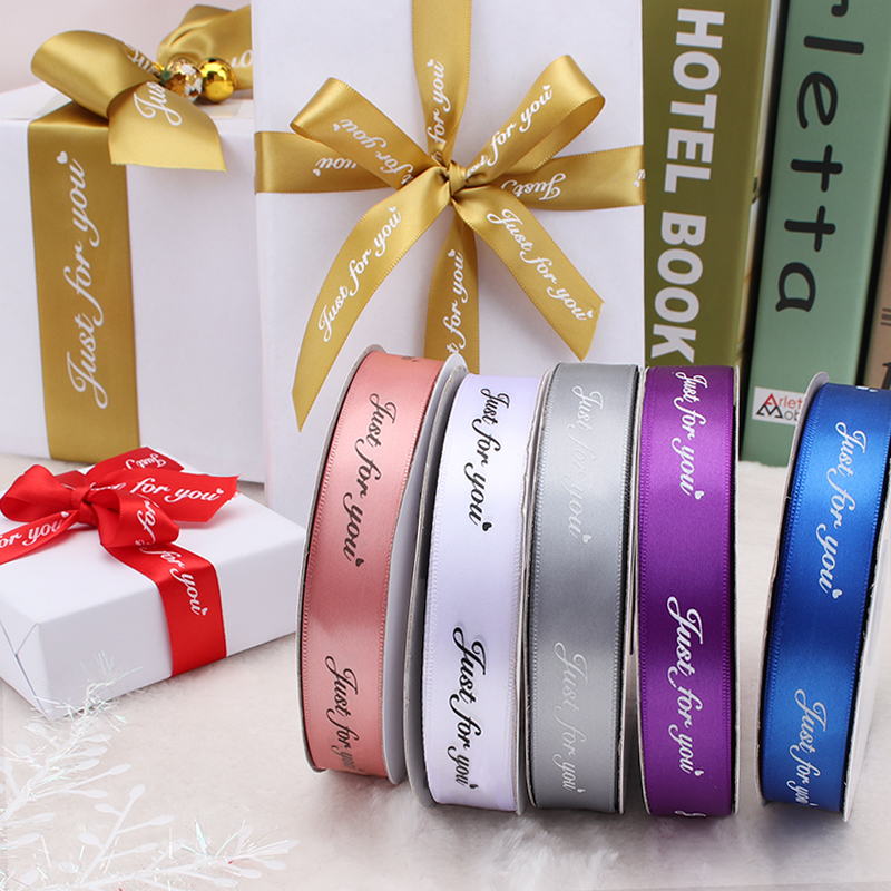 20MM Just for You Polyester Ribbon DIY Bow Craft Ribbons Card Gifts Wrapping Floral Cable Tied Gifts Package Baking Decoration