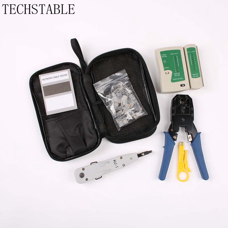 Network Ethernet Cable Tester RJ45 Kit Crimping Tool Network Computer Maintenance Repair Tool Kit Cable Tester Cross/Flat