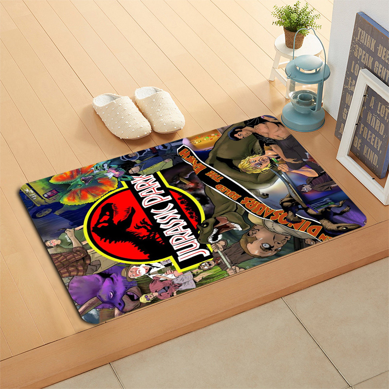 HEARMNY Jurassic Park Doormat Floor/Bath/Kitchen/Beach Mat Flannel Sponge Fabric 3D Printed Shaggy Custom Decoration For Bedroom