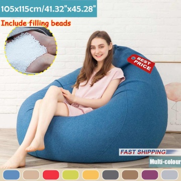 105x115cm Lazy BeanBag Sofas Chairs with eps Filler Linen Cloth Lounger Seat Bean Bag Puff Couch Tatami Living Room Furniture