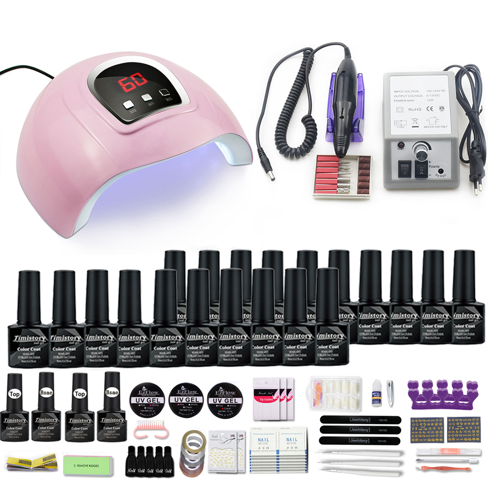 30/20pcs Gel Nail Set 120/54W UV Lamp Nail Dryer For Manicure Gel Electric Nail Drill For Nail Art Cutter Tools