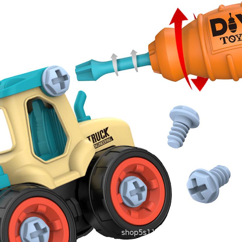 Nut Disassembly Tools Toy Drill Truck Excavator Bulldozer Child Pretend Play Boy Creative Tool Education Gifts For Boy Car Model