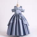 One-shoulder Satin Bowknot Baby Girls Dress Elegant Opening Ceremony Clothing Party Festivals Vestidos Girls Princess Dress