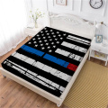 Black American Flag Bed Sheet Stars Stripes Patchwork Fitted Sheet National Day Bedclothes Deep Pocket Mattress Cover Home Decor