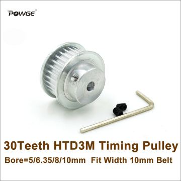 POWGE 30 Teeth 3M Timing Pulley Bore 5/6.35/8/10mm Fit Width 10mm HTD 3M Belt 30T 30Teeth HTD 3M Pulley CNC Engraving
