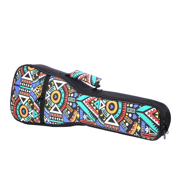 23/24 Inch Double Strap Hand Folk Ukulele Carry Bag Cotton Padded Case For Ukulele Guitar Parts Accessories,Blue-Graffiti