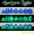 Bescon Super Glow in the Dark Nebula Glitter Polyhedral Dice Set NORTHERN LIGHT, Luminous RPG Dice Set, Glowing Novelty DND Dice
