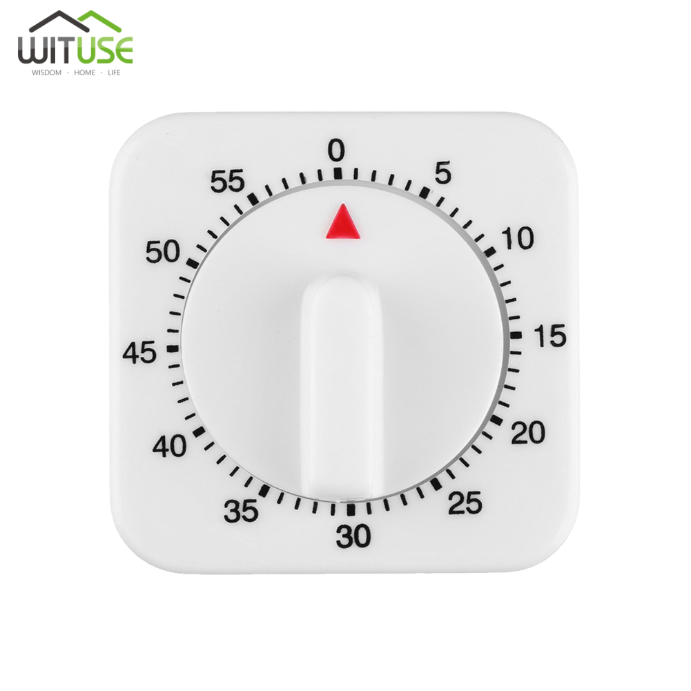 60 Minutes Kitchen Timer Cooking Timer Count Down Alarm Reminder White Square Shape Mechanical Timer for Kitchen