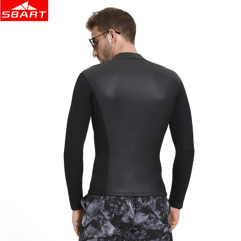 SBART Men's 3MM Wetsuits Jacket Neoprene Winter Warm Long Full Zipper Super Stretch Wetsuits Tops For Surfing Sunscreen Jumpsuit