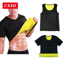 CXZD Men Sweat Neoprene Body Shaper Weight Loss Sauna Shapewear Workout Shirt Vest Fitness Jacket Suit Gym Top Clothes Thermal