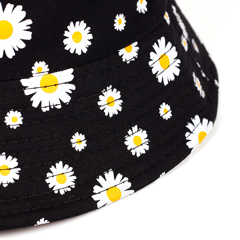 New small daisy embroidery fisherman hat double-sided wearable bucket hat summer outdoor sunshade sunscreen hat casual hats