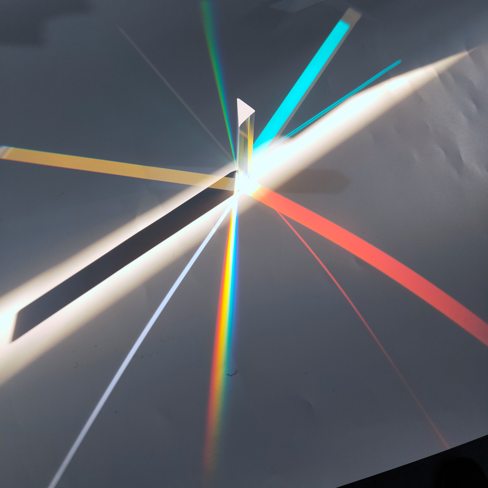 Rainbow prism Optical Glass Right Angle Reflecting Triangular Prism For Teaching Light Spectrum