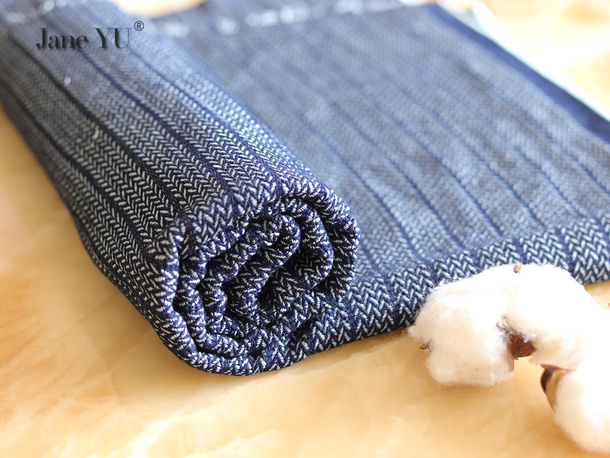 JaneYU Woven Water Wash Jacquard Denim Fabric High Grade Water Wash Pure Cotton Thickened Coat Clothing Manual Diy Fabric