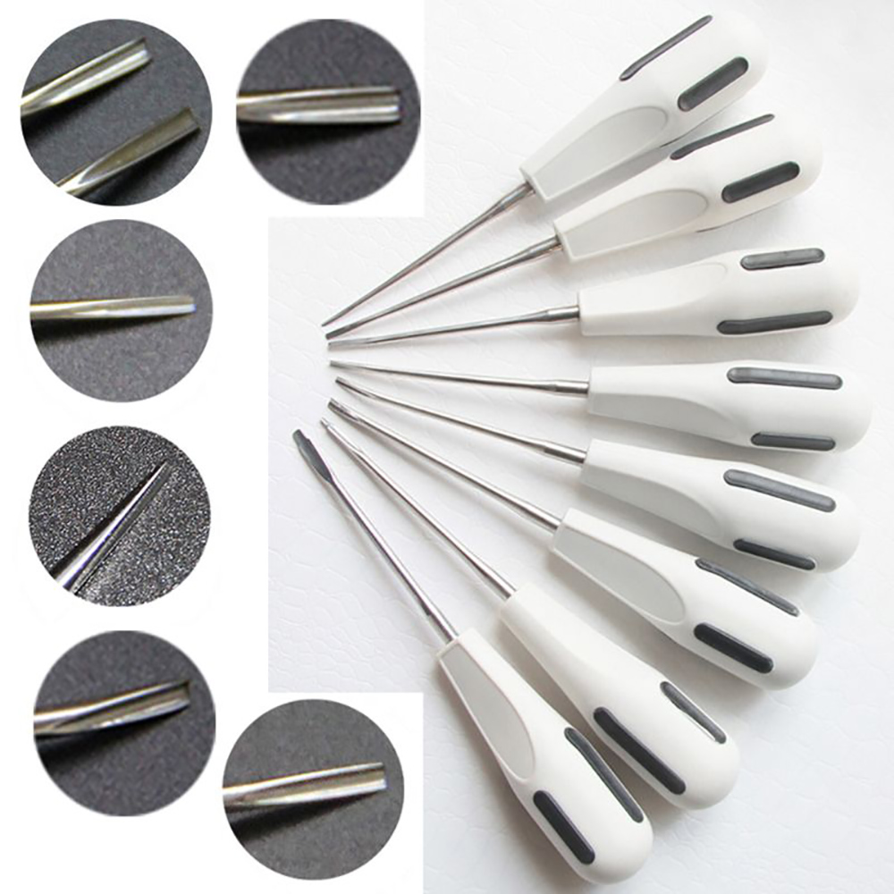 8Pcs/Set Stainless Steel Dental Elevator Curved Root Minimally Invasive Tooth Extraction Teeth Whitening Dentist Equipment Tools