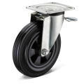 Heavy duty rubber casters with brakes