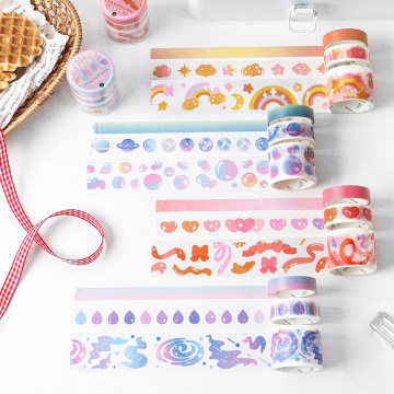 3Roll/set Colorful Dream Series Journal Washi Masking Tape Decorative Adhesive Tape DIY Scrapbooking Sticker Label Stationery