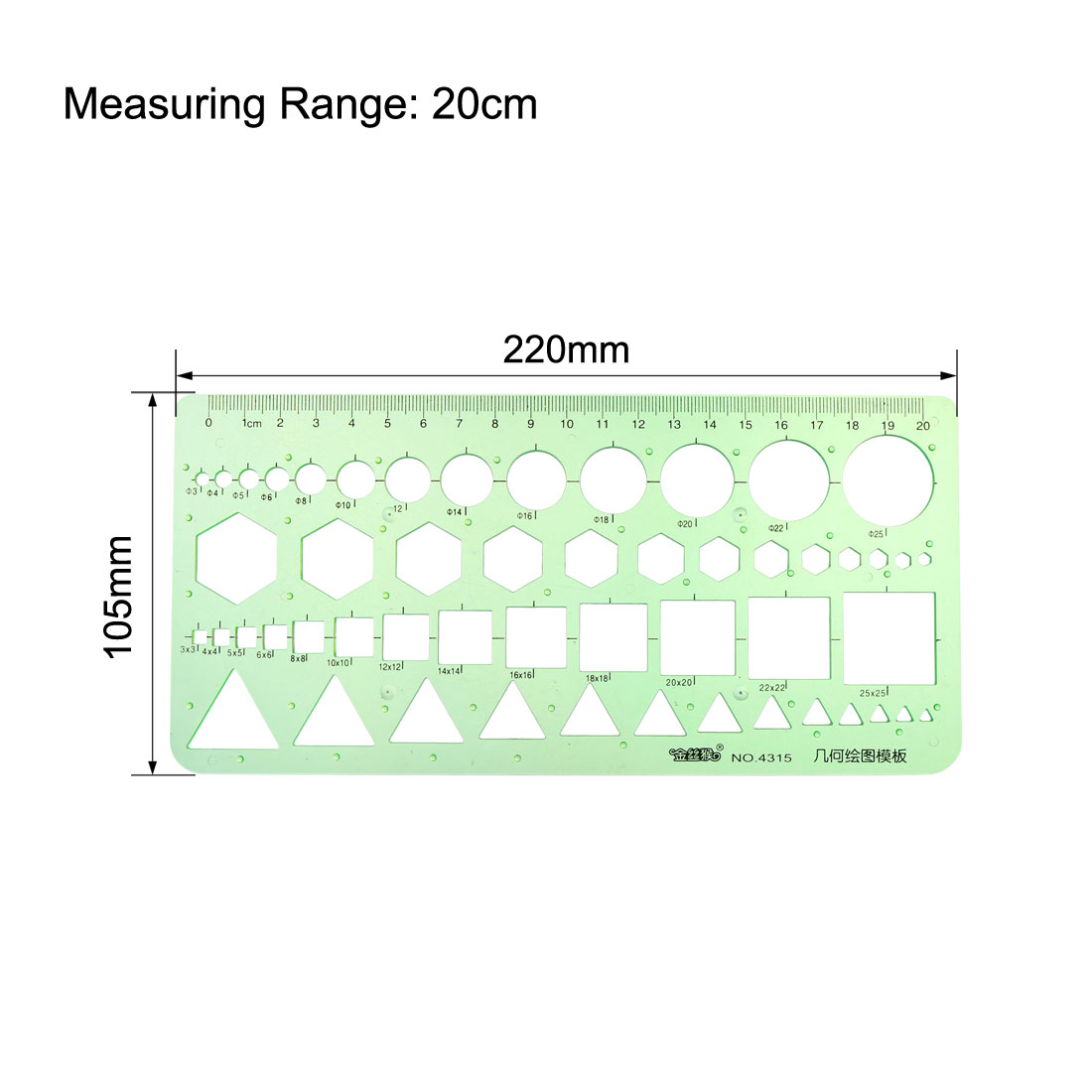 uxcell 4pcs Geometric Drawing Template Measuring Ruler 20cm 18cm Plastic for Engineering Art Design and Building Formwork