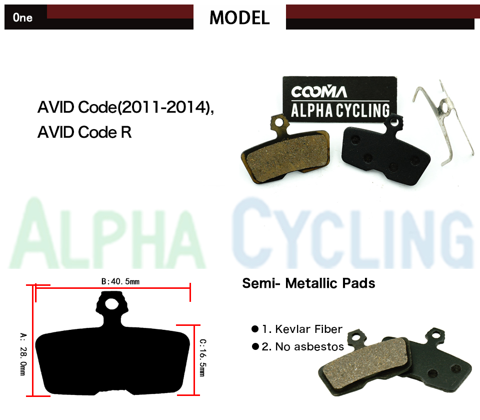 Bicycle Brake Pads for AVID Code R or for SRAM CODE R Hydraulic Disc Brake, 4 Pairs for 4 calipers