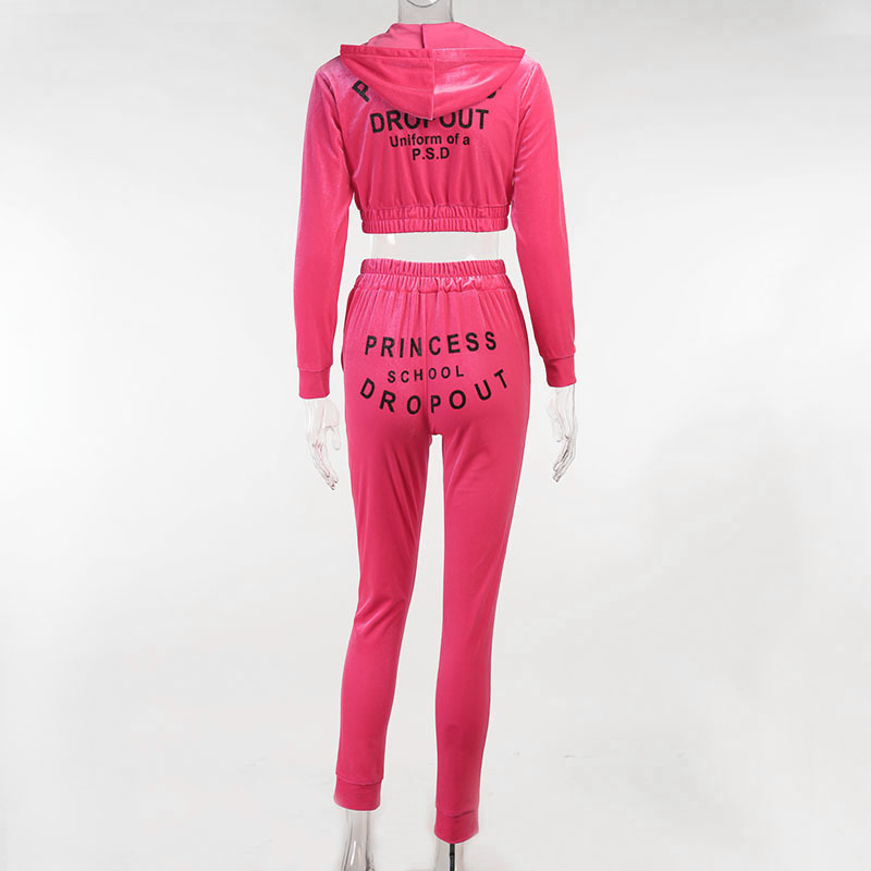 Zipped Velvet Track Suit For Ladies