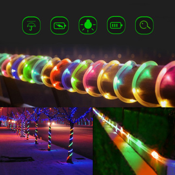 7/12M Solar/Battery Led String Light Waterproof Outdoor RGB Rope Tube Luzes De Natal Garden Fence Landscape Garland Xmas Decor