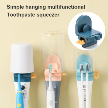 1PC Children Toothpaste Tube Squeezer Toothbrush Holder Wall-mounted Home Mouthwash Cup Storage Rack Bathroom Supply Tool