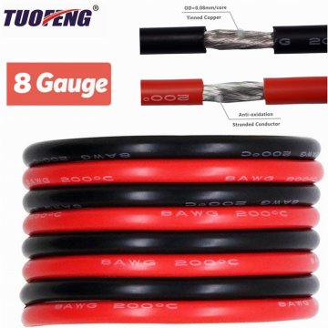 8 Gauge Electrical Wire Battery Cable Black And Red 8AWG-1650 Strands of Tinned Copper Wire , solder through quickly