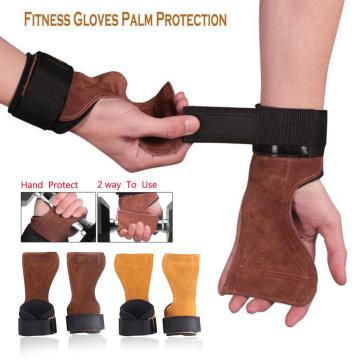1Pair Cowhide Gym Gloves Grips Anti-Skid Weight Lifting Deadlifts Workout Crossfit Fitness Gloves Palm Protection