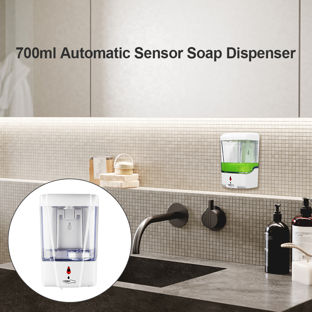 700ml Automatic Liquid Soap Dispenser Touchless Wall Mounted Battery Powered Smart Sensor Hand Washing Container for Bathroom
