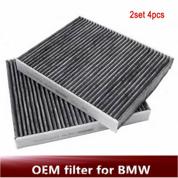 2set 4 pc Genuine cabin filter for BMW F01 F02 F07 F10 64119163329 64119272642 Charcoal activated cabin filter set 64119163328