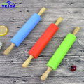High Quality Home Decoration Kitichen Cooking Tools Wood Handle Colorful Fondant Silicone Rolling Pin