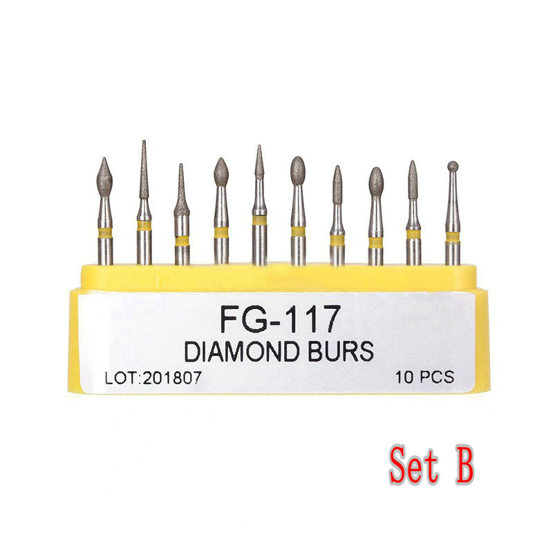 10pcs/kit Dental Diamond Burs for Teeth Porcelain Ceramics Composite Polishing