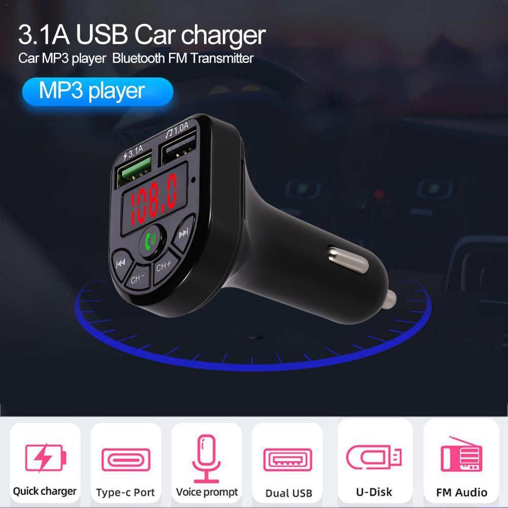 OLOMM Transmitter Car Bluetooth 5.0 FM Radio Modulator Car Kit 3.1A USB Car Charger Handsfree Wireless Aux Audio MP3 Player