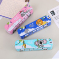 Tin Cartoon Cute Pencil Case Double Layer for Girl Iron Tinplate Metal Pencil Box Office Stationery Supplies Desktop Storage Box