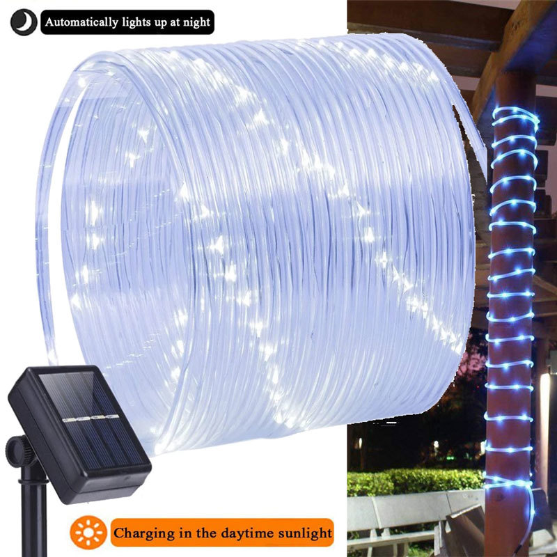 50/100 LEDs Solar Powered Rope Tube String Lights Outdoor Waterproof Fairy Lamps Garden Garland For Christmas Yard Decoration