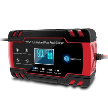 Car Battery Charger 12/24V 8A Touch Screen Pulse Repair LCD Battery Charger For Car Motorcycle Lead Acid Battery