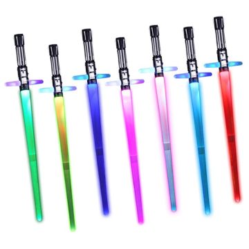 1pc Retractable Light Sound Cross Lightsaber Toys Luminous LaserSword Light Up Led Flashing Lightstick