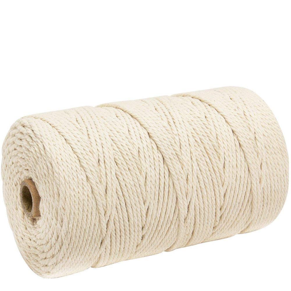 Durable 200m White Cotton Cord Natural Beige Twisted Cord Rope Craft Macrame String DIY Handmade Home Decorative supply 2/3mm