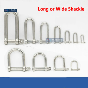 HQ AC1 AISI304 Long Straight D Shackle or AISI316 Extra Wide Shackle Stainless Steel Anchor Shackle Chain Wire Rope Connector