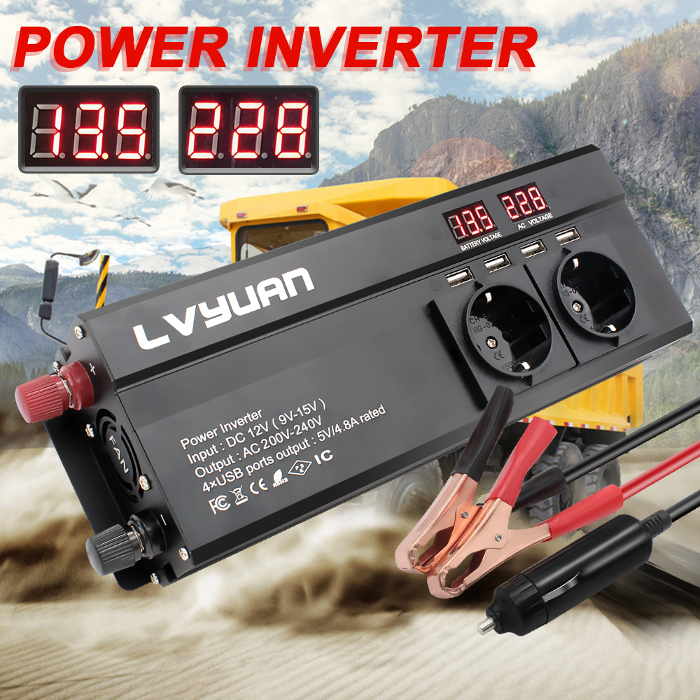 6000W Large Power Inverter EU Plug 3AC Outlets 4 USB Outing Car Inverter Converter инвертор 12v 220v преобразователь 12 220