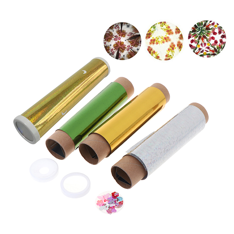 DIY Colored Rotating Kaleidoscope Kits Science Experiment Educational Craft Kid Brain Hands-Eyes Cooperation Training Toy 1 Set