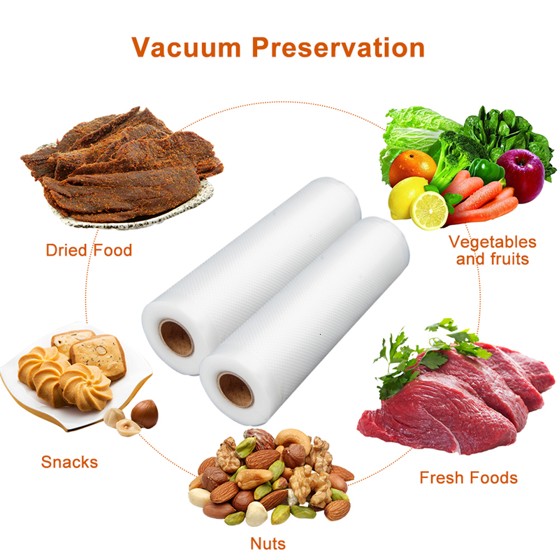 Vacuum Bags For Food Vacuum Sealer Food Fresh Keeping Vacuum Sealer Rolls For Vacuum Packaging Kitchen 12+15+20+25+30cm*500cm